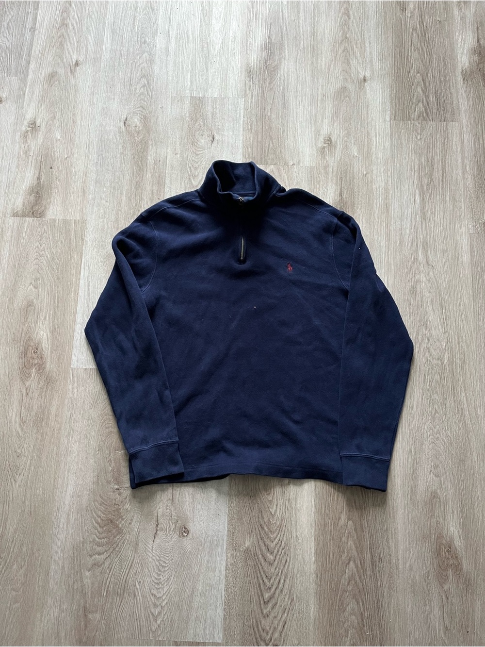 Polo by Ralph Lauren Navy Quarter Zip Sweater with Red Pony